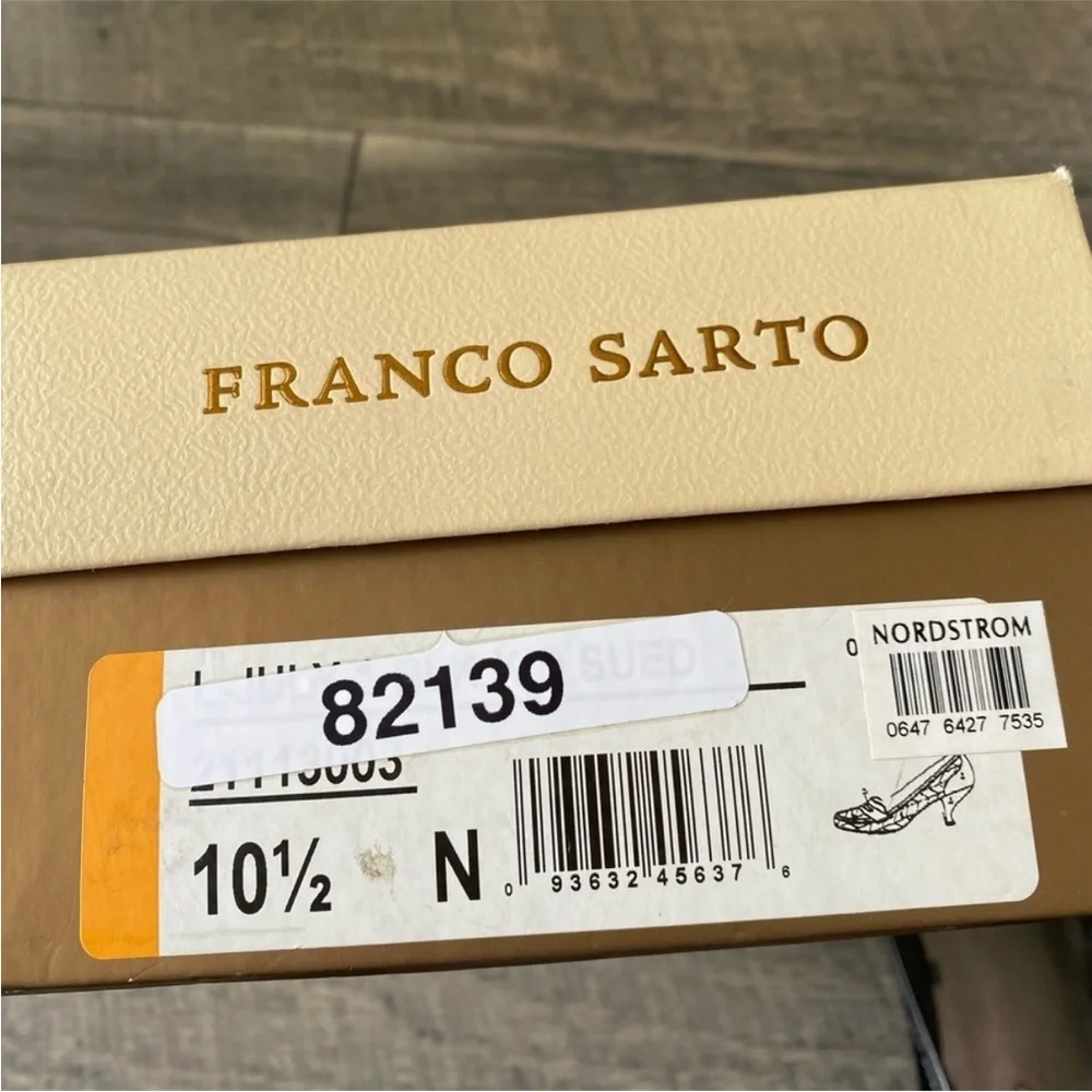 NWT Franco Sarto Kitten Heels Black Suede Penny Loafer Pumps Size 10.5 N Narrow